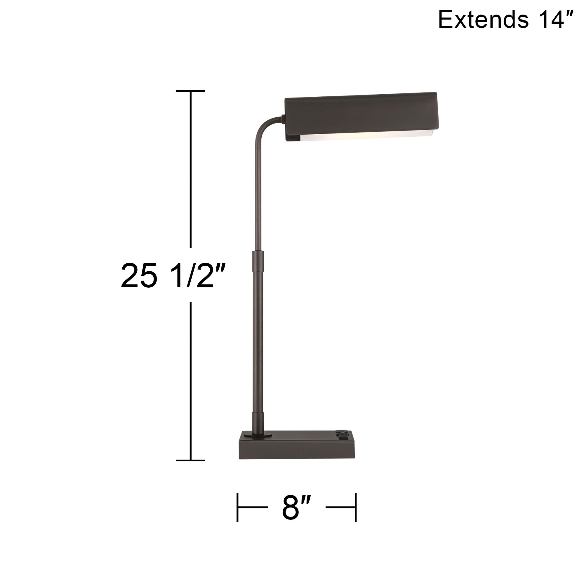 360 Lighting Harris 25 1/2" USB and Outlet Modern Pharmacy Desk Lamp
