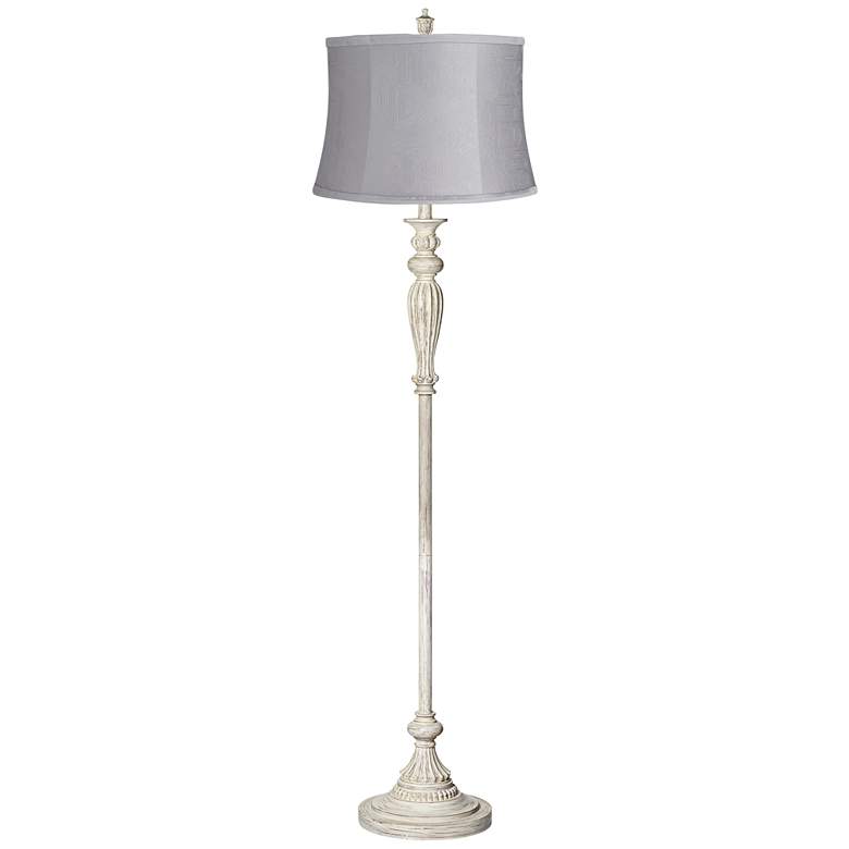 Image 1 360 Lighting Hazel 60" Antique White Floor Lamp with Masqat Gray Shade