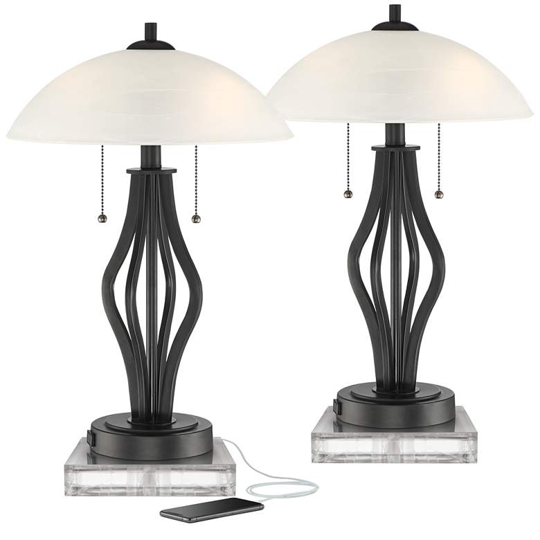 Image 1 360 Lighting Heather 22 1/2 inch High Metal USB Lamps with Acrylic Risers