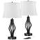 360 Lighting Heather 25 3/4" Iron and White USB Table Lamps Set of 2