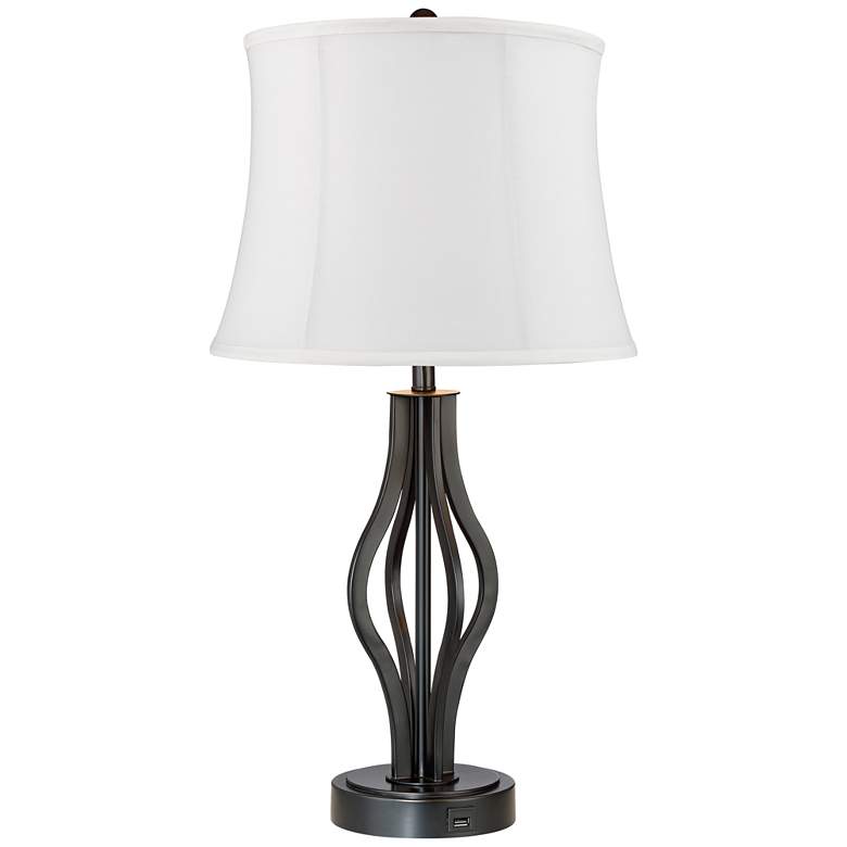 Image 5 360 Lighting Heather 25 3/4 inch Iron and White USB Table Lamps Set of 2 more views
