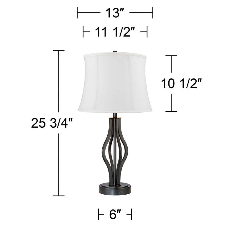 Image 6 360 Lighting Heather 25 3/4 inch Iron and White USB Table Lamps Set of 2 more views