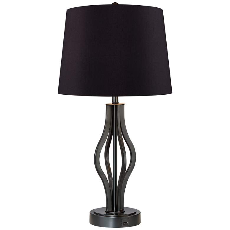 Image 5 360 Lighting Heather 25 3/4 inch Iron Black USB Table Lamps Set of 2 more views