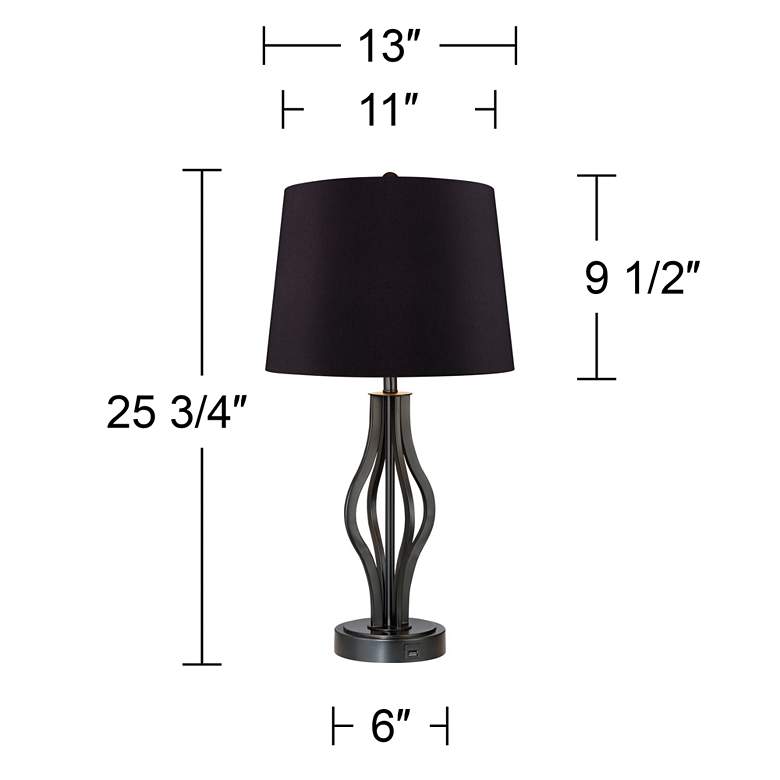 Image 6 360 Lighting Heather 25 3/4 inch Iron Black USB Table Lamps Set of 2 more views