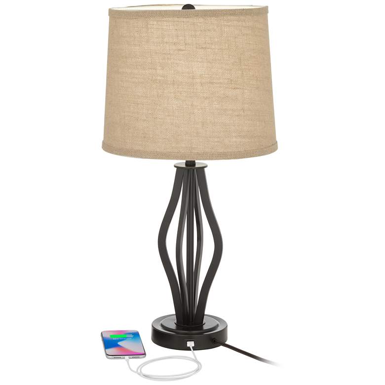 Image 3 360 Lighting Heather 25 3/4" Iron Table Lamps with USB Ports Set of 2 more views
