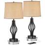 360 Lighting Heather 27 1/4" Iron USB Table Lamps with Acrylic Risers
