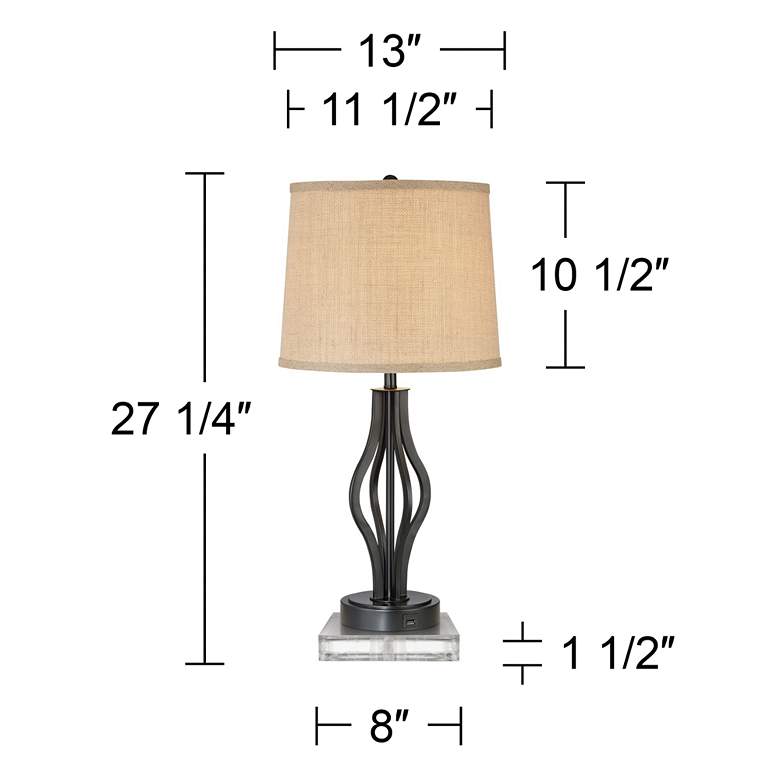 Image 6 360 Lighting Heather 27 1/4 inch USB Lamps with Square Acrylic Risers more views