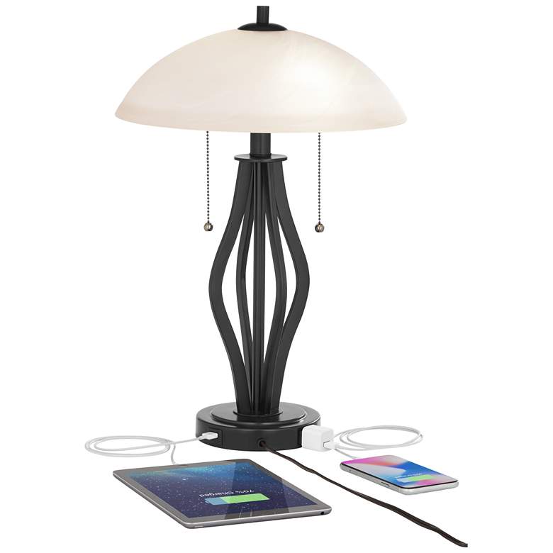 Image 3 360 Lighting Heather Dome Shades Outlet and USB Table Lamps Set of 2 more views