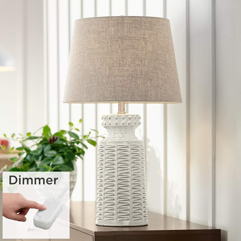 Image 1 360 Lighting Helene 26" Cream White Ceramic Table Lamp with Dimmer