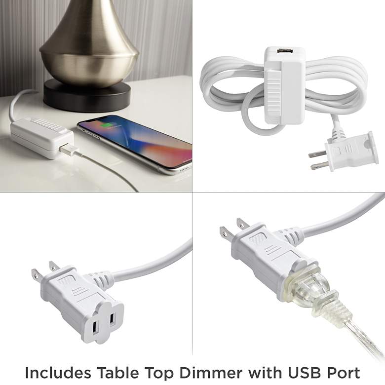Image 7 360 Lighting Helene 26" Cream White Ceramic Table Lamp with USB Dimmer more views