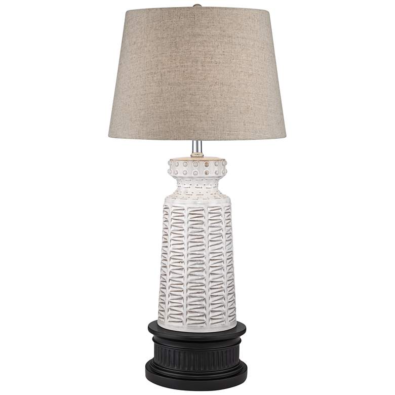 Image 1 360 Lighting Helene 30 1/4" Cream Ceramic Lamp with Black Round Riser