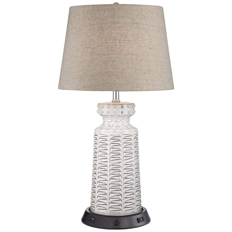 Image 2 360 Lighting Helene Ceramic Table Lamp with Dimmable USB Workstation Base
