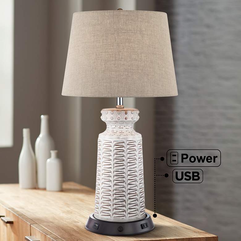 Image 1 360 Lighting Helene Ceramic Table Lamp with Dimmable USB Workstation Base
