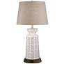 2_360 Lighting Helene White Ceramic Table Lamp with USB Workstation Base