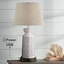 7_360 Lighting Helene White Ceramic Table Lamp with USB Workstation Base more views