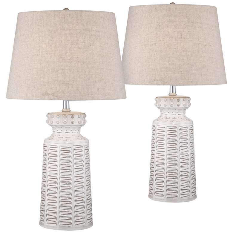 Image 3 360 Lighting Helene White Glaze Ceramic Table Lamp Set of 2