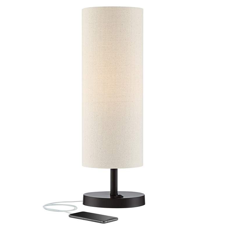 Image 2 360 Lighting Heyburn 20" High Bronze Outlet and USB Table Lamp