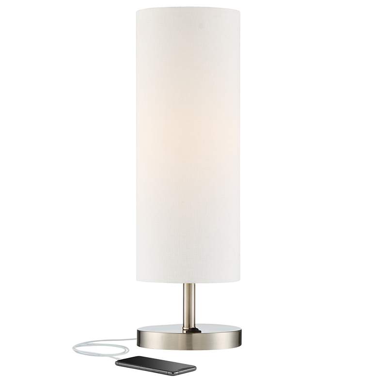Image 2 360 Lighting Heyburn 20 inch High Brushed Nickel USB Accent Table Lamp