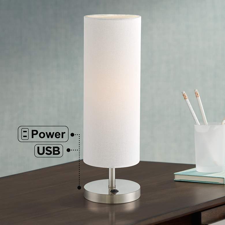Image 1 360 Lighting Heyburn 20" High Brushed Nickel USB Accent Table Lamp