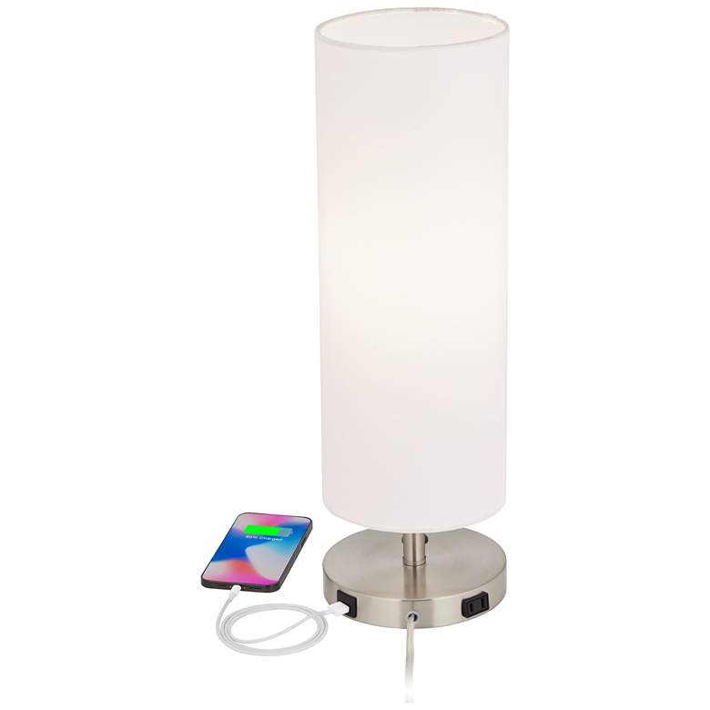 Image 3 360 Lighting Heyburn 20" High Brushed Nickel USB Accent Table Lamp more views