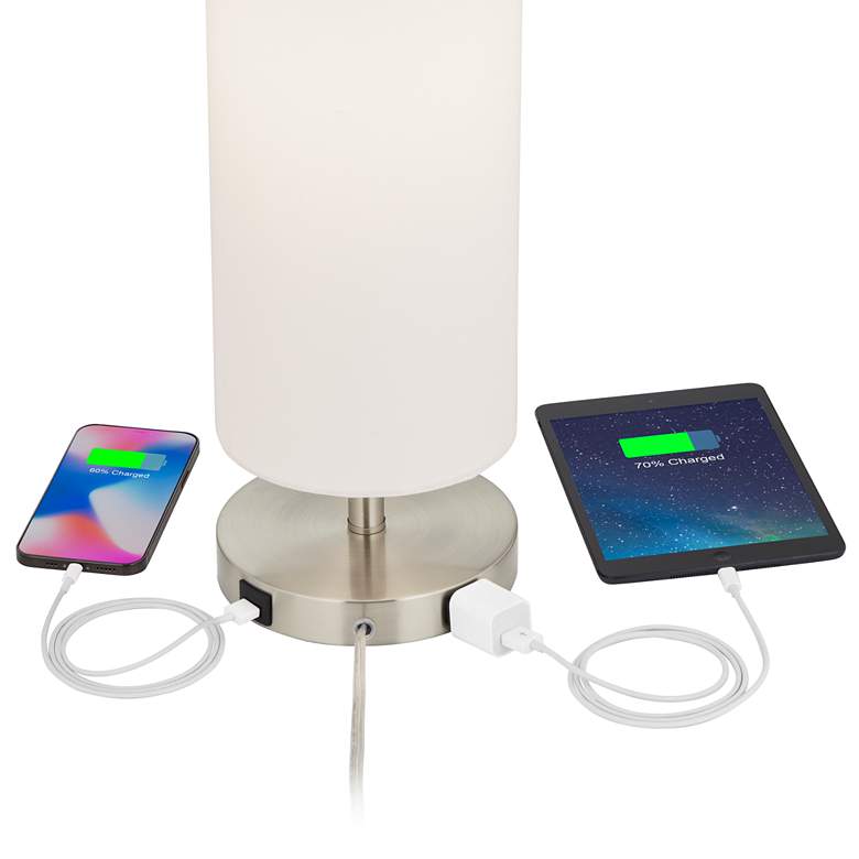 Image 4 360 Lighting Heyburn 20" High Brushed Nickel USB Accent Table Lamp more views