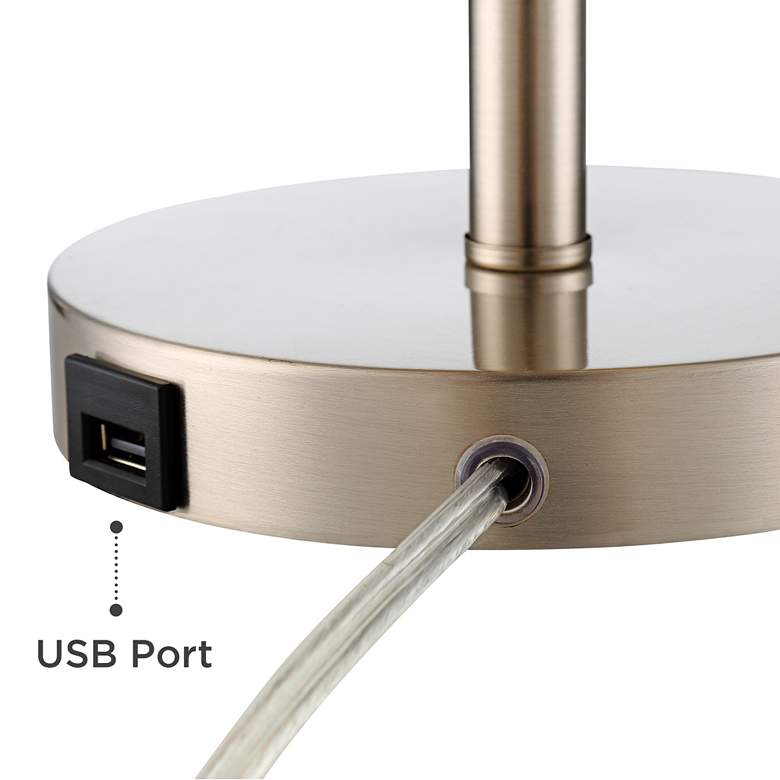 Image 7 360 Lighting Heyburn Brushed Nickel Outlet USB Table Lamps Set of 2 more views