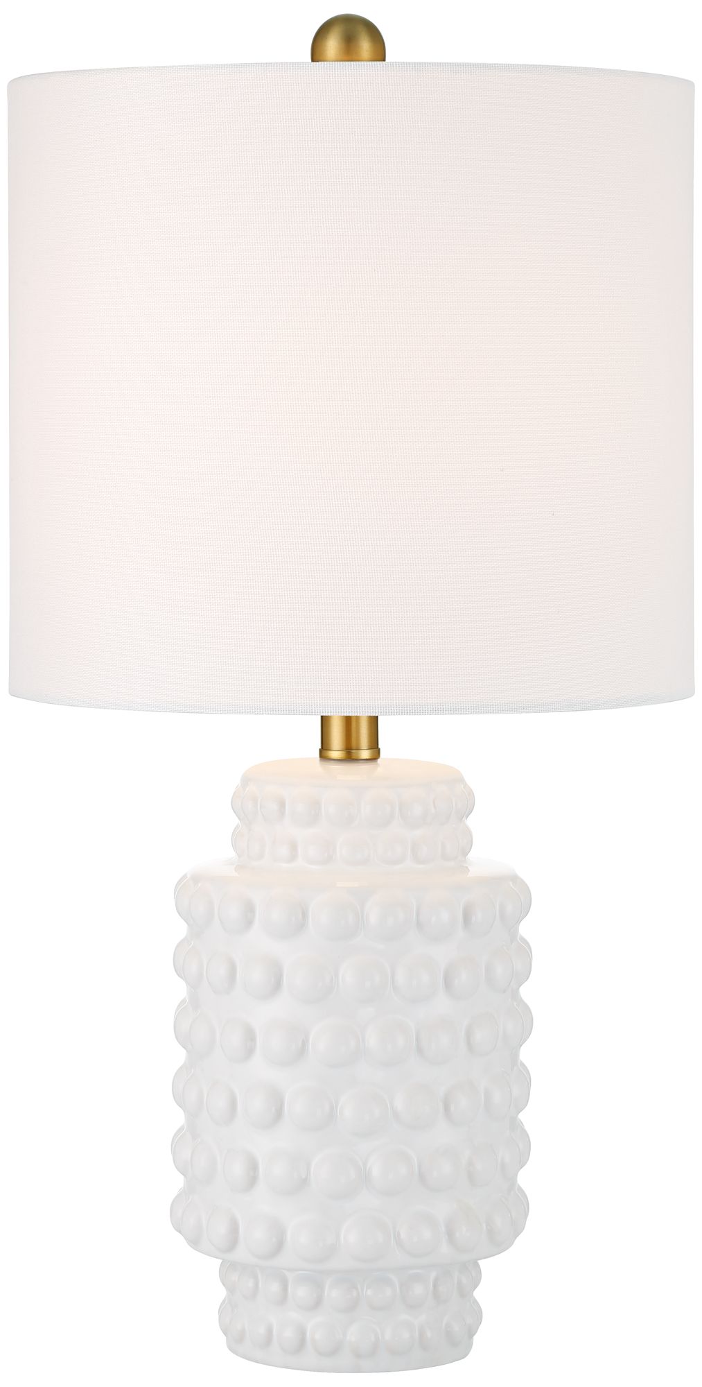 Watch A Video About the 360 Lighting Hobnail White Ceramic Modern Table Lamps Set of 2