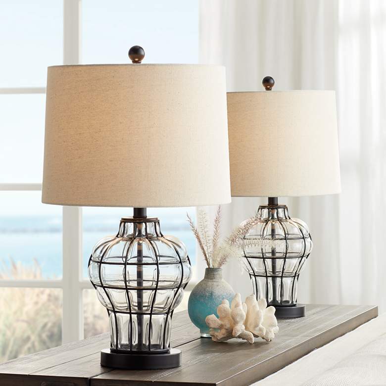 Image 1 360 Lighting Hudson 23" Blown Glass Gourd Table Lamps Set of 2