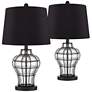 360 Lighting Hudson Blown Glass Gourd Black Shade Table Lamps Set of 2