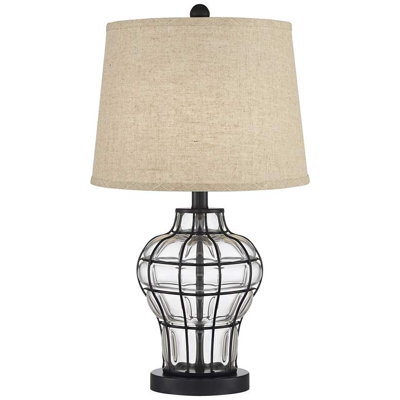 Image 6 360 Lighting Hudson Blown Glass Gourd Burlap Linen Table Lamps Set of 2 more views