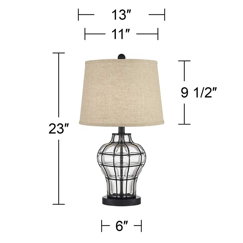 Image 7 360 Lighting Hudson Blown Glass Gourd Burlap Linen Table Lamps Set of 2 more views