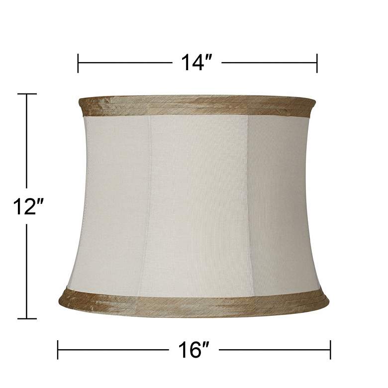 Image 4 360 Lighting Ivory Linen 16 inch Wide Antique Brass Shaded Pendant Light more views