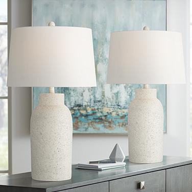 360 Lighting Jaime 27 1/2" Faux White Sandstone Table Lamps Set of 2