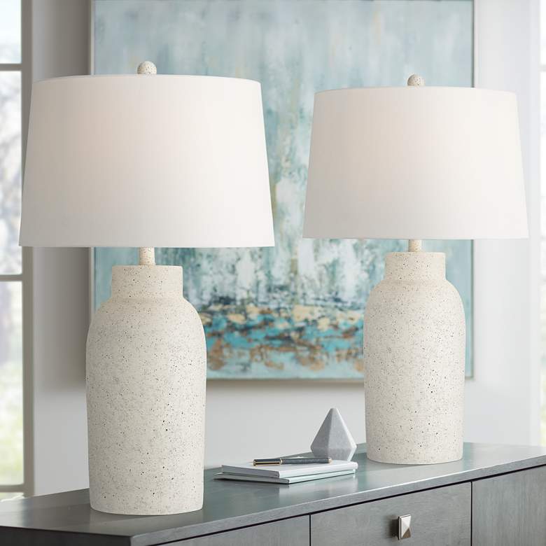Image 1 360 Lighting Jaime 27 1/2" Faux White Sandstone Table Lamps Set of 2