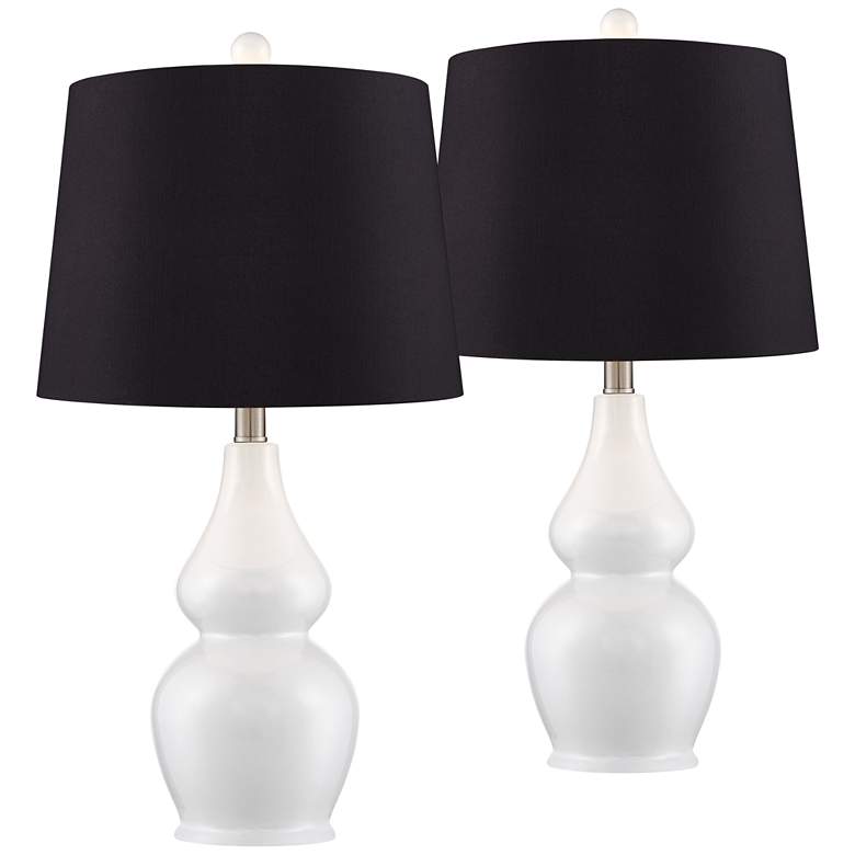 Image 1 360 Lighting Jane 25 inch Black and White Ceramic Gourd Lamps Set of 2