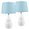 360 Lighting Jane 25" Blue Shade White Ceramic Table Lamps Set of 2