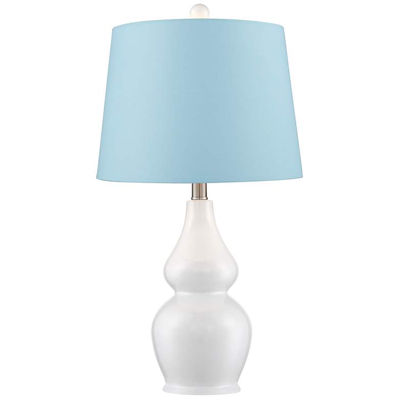 Image 6 360 Lighting Jane 25 inch Blue Shade White Ceramic Table Lamps Set of 2 more views