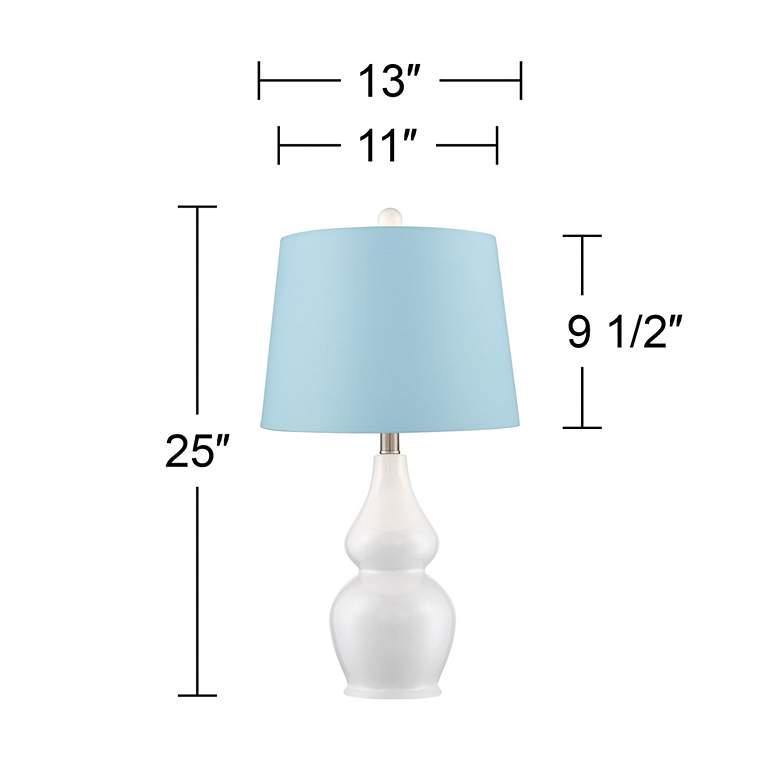 Image 7 360 Lighting Jane 25 inch Blue Shade White Ceramic Table Lamps Set of 2 more views