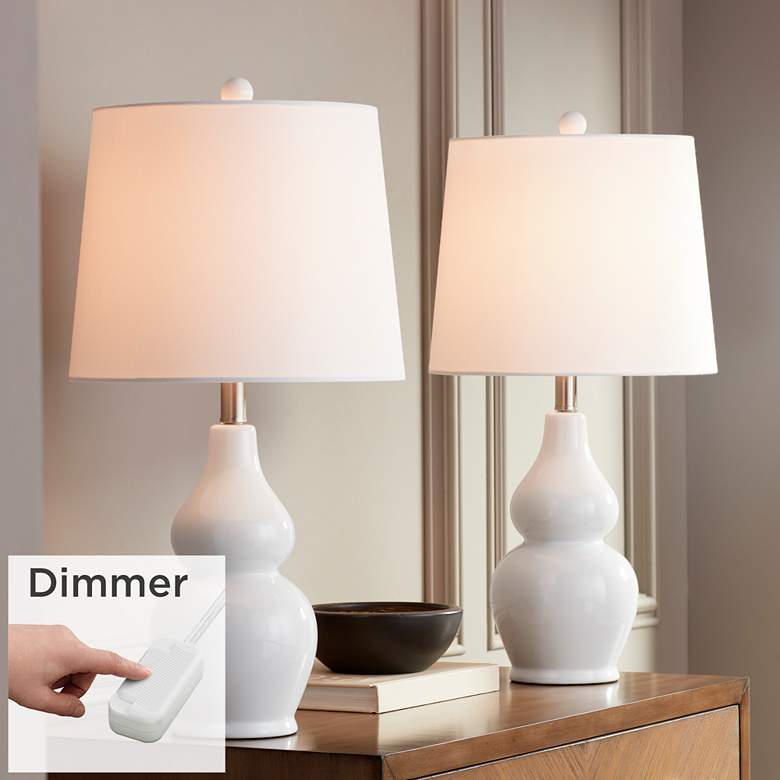 Image 1 360 Lighting Jane 25 inch High White Ceramic Lamps Set of 2 with Dimmers