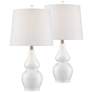2_360 Lighting Jane 25" Modern Gourd White Ceramic Table Lamps Set of 2