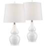 2_360 Lighting Jane 25" White Ceramic Lamps Set of 2 with Smart Sockets