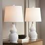 1_360 Lighting Jane 25" White Ceramic Lamps Set of 2 with Smart Sockets