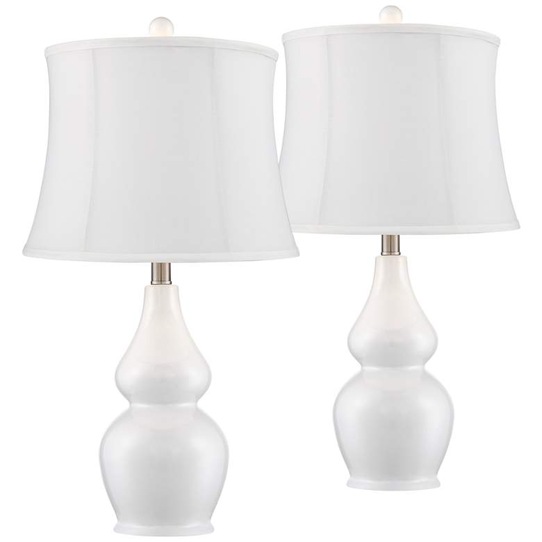 Image 1 360 Lighting Jane White Ceramic Double Gourd White Shade Lamps Set of 2