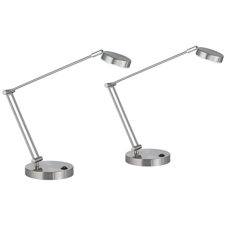 Image 2 360 Lighting Jarrett Satin Nickel Adjustable LED Desk Lamps Set of 2