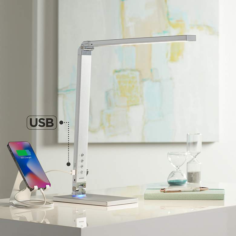 Image 1 360 Lighting Jett Silver Adjustable Modern LED USB Night Light Desk Lamp