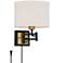 360 Lighting Joelle Black and Antique Brass Swing Arm Plug-In Wall Lamp