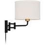 360 Lighting Joelle Black and Antique Brass Swing Arm Plug-In Wall Lamp