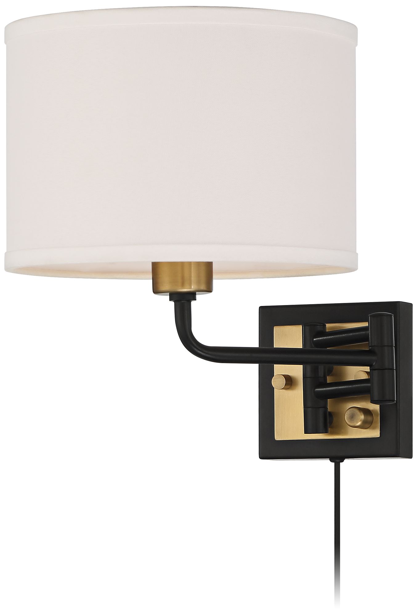 Image 7 360 Lighting Joelle Black and Antique Brass Swing Arm Plug-In Wall Lamp more views