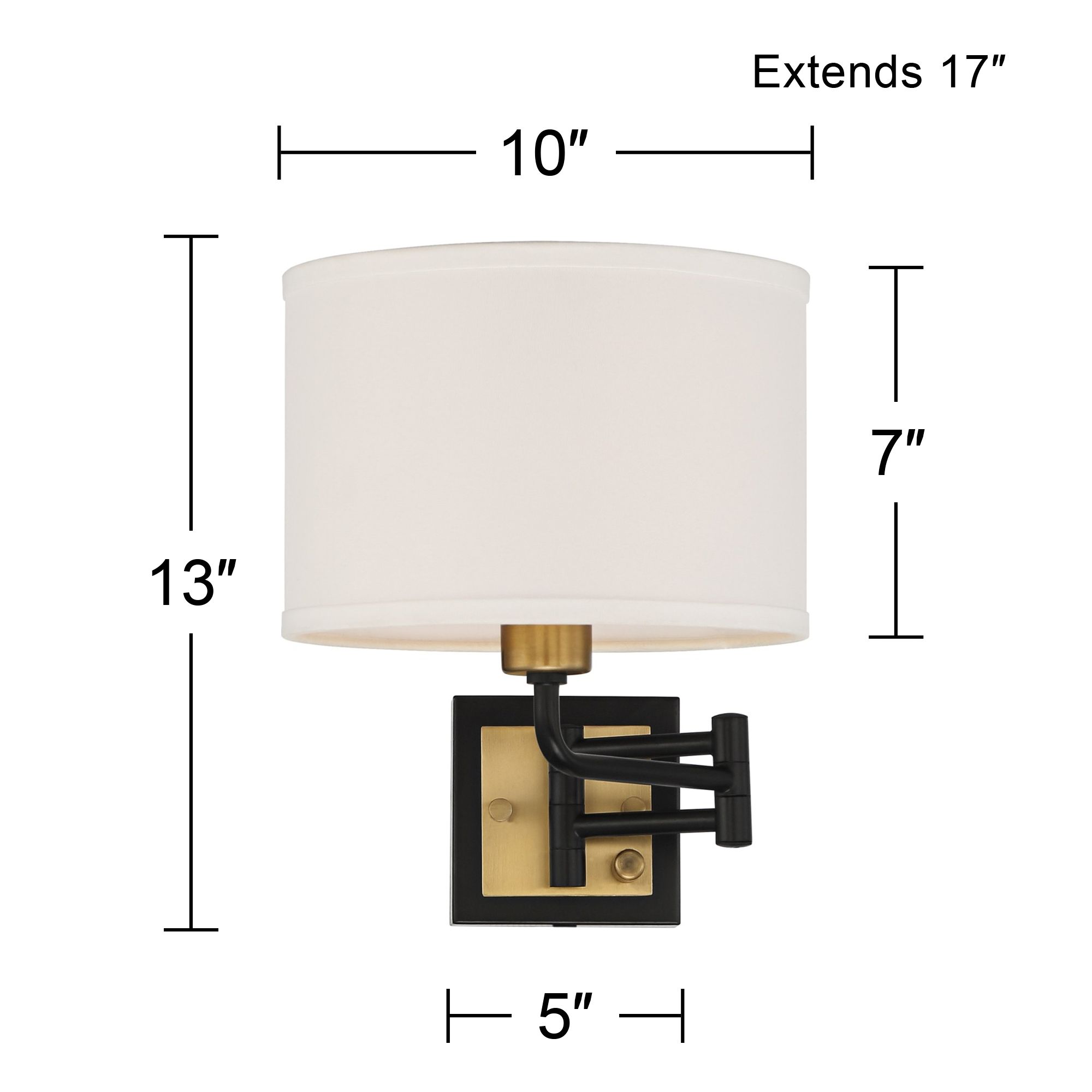 360 Lighting Joelle Black Brass Swing Arm Plug-In Wall Lamps Set of 2