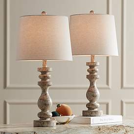 Image1 of 360 Lighting Jordanna 26" Distressed Finish USB Table Lamps Set of 2